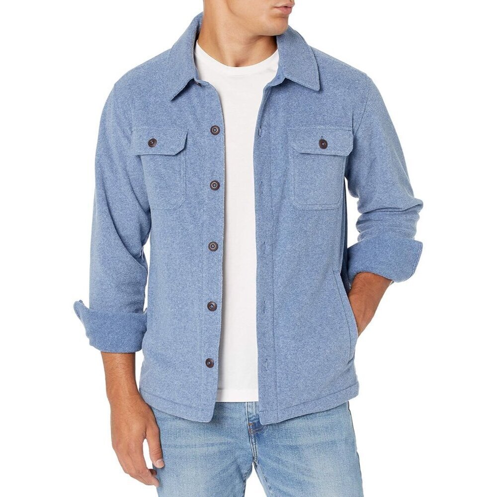 Mens Long-Sleeve Polar Fleece Shirt Jacket for Winter